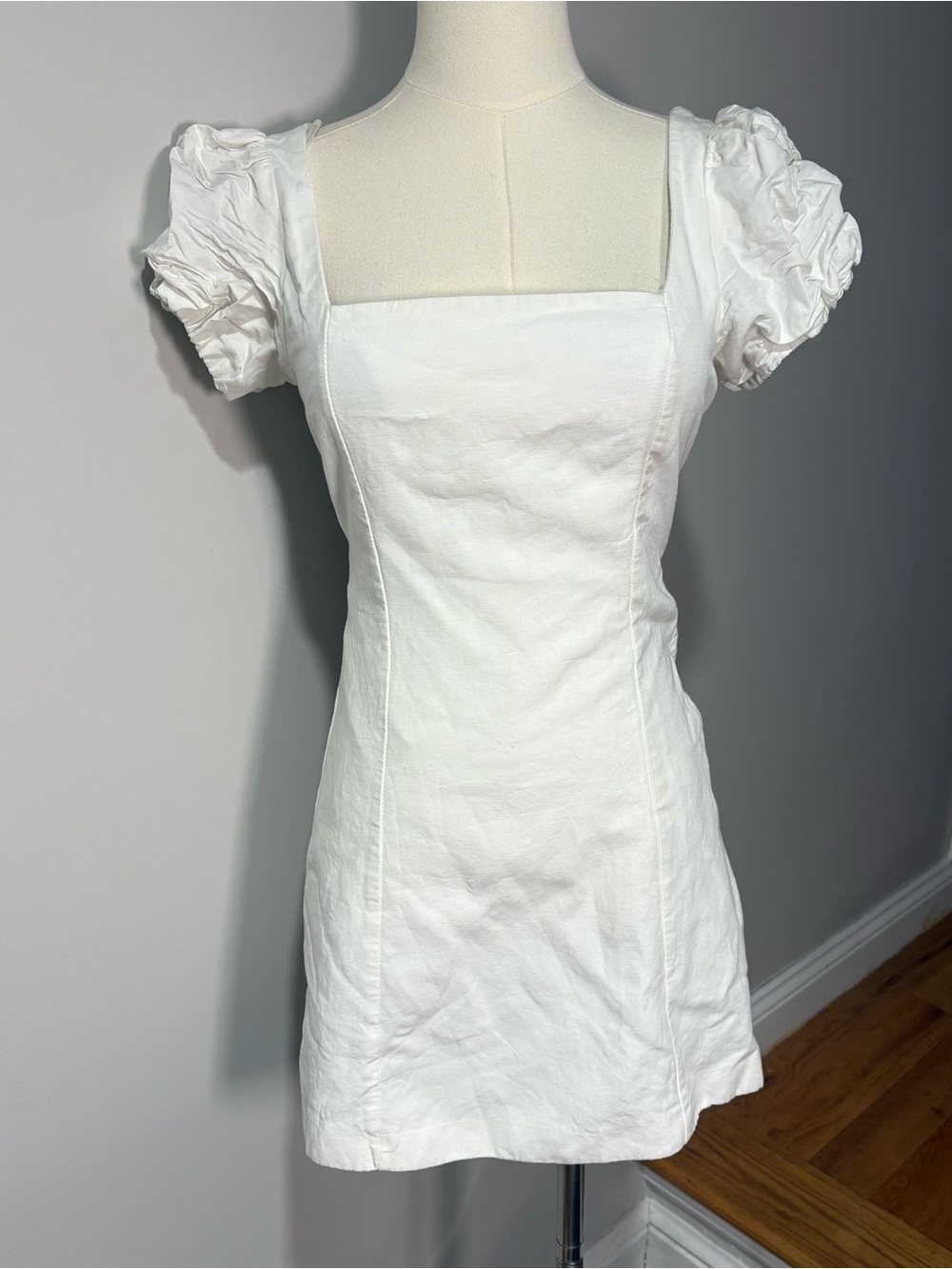 Zara White Sz XS Criss Cross Back Mini Dress‎ Bridal Preppy Coastal